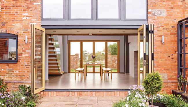 Centor 205 Integrated Folding Doors in a barn conversion